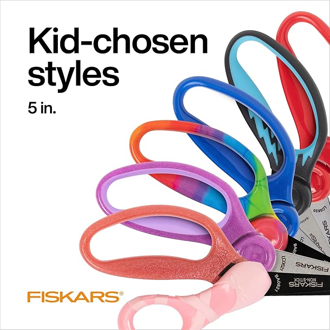 FISKARS Magic Morph Kids Scissors - Image Moves when Tilted - Pointed-tip for Ages 4+ - Fun Ninja Design - Back to School Supplies