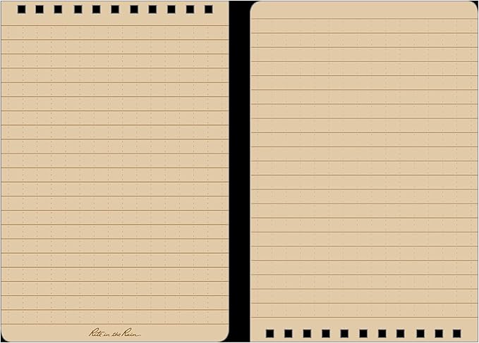 Rite in the Rain Weatherproof Top-Spiral Notebook, 4" x 6", Tan Cover, Universal Pattern, 3 Pack (No. 946T-3)