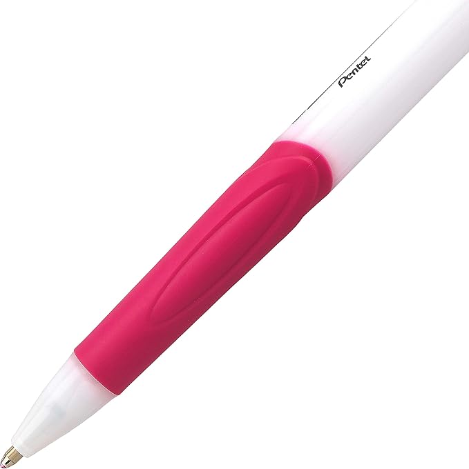 Pentel GlideWrite Ballpoint Pen with TechniFlo Ink, (1.0mm) Medium Line, Pink, Box of 12 (BX910-P)