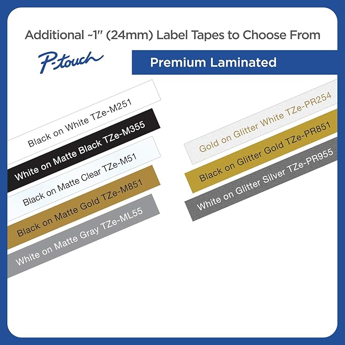Brother Genuine P-touch TZE-S251 Tape, 1" (0.94") Wide Extra-Strength Adhesive Laminated Tape, Black on White, Laminated for Indoor or Outdoor Use, Water-Resistant, 0.94" x 26.2' (24mm x 8M), TZES251