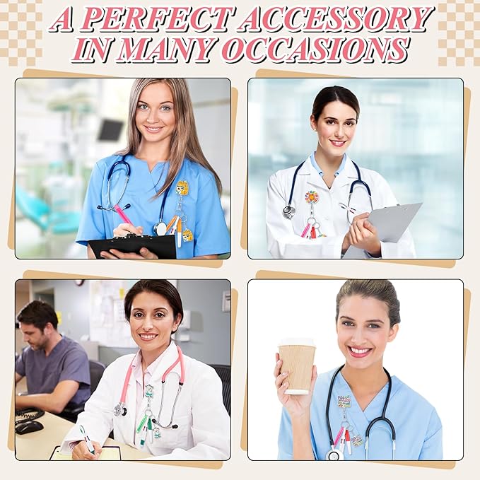 Henoyso 54 Pcs Nurse Badge Reel Pens Mini Highlighter Pens Bulk Nursing Week Appreciation Gifts Badge Accessories Retractable for Cna Medical Assistant Christmas Women (Funny)