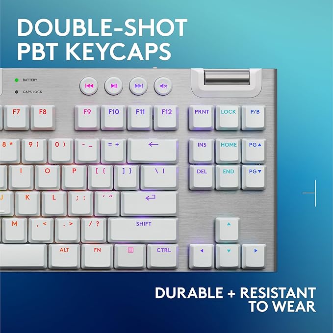 Logitech G915 X Lightspeed TKL Low-Profile Wireless Gaming Keyboard, Double-Shot PBT Keycaps, Fully Programmable Keys, RGB Backlighting, Sleek Aluminum Finishing, GL Brown Tactile - PC/Mac - Black