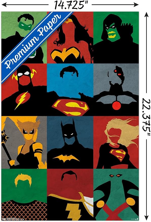 Trends International DC Comics - Justice League - Minimalist Wall Poster, 14.725" x 22.375", Premium Poster & Mount Bundle