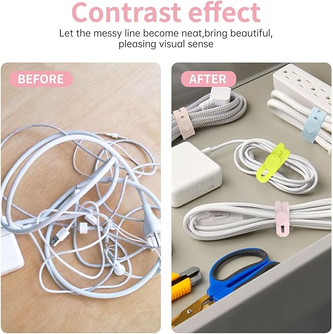 Oligei 25 Pcs Silicone Cable Ties, Cable Ties Reusable, High Elasticity Cord Wraps for Electrical Cords, Cord Organizer for Earphone, Phone Charger(Colorful)