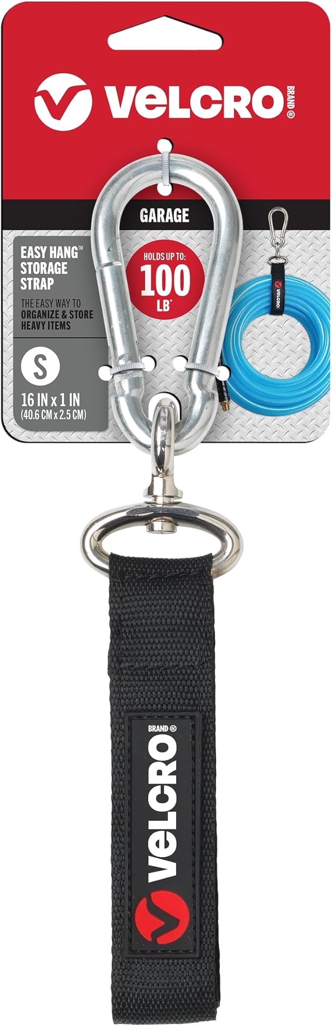 VELCRO Brand VEL-30120-USA Easy Hang Strap. Heavy Duty Outdoor Storage Extension Cords, Cables, Tools, Bikes. Organization for Garden, Shed, RV. Small-1Pk, Black