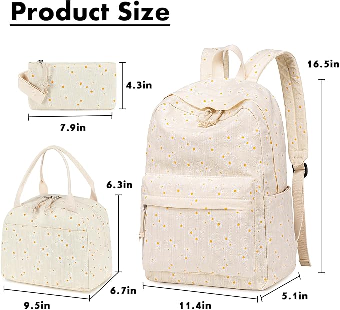 Bluboon School Backpack Set Girls Womens Laptop Bookbag Casual Daypack Fits 15 inch Laptop with Lunch Tote Bag and Pencil Bag