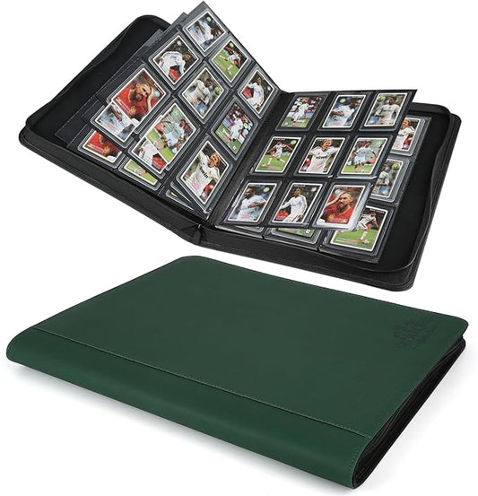 Toploader Binder,Toploader Hard Cases, 9-Pocket Pages Sleeves Hold up 288 Cards.Toploader Card Binder with Sleeves for “3×4” rigid，Card Holder(Blackish Green)