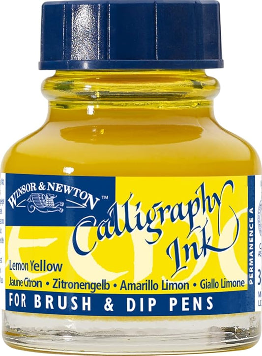 Winsor & Newton Calligraphy Ink, 30ml (1-oz) Bottle, Lemon Yellow