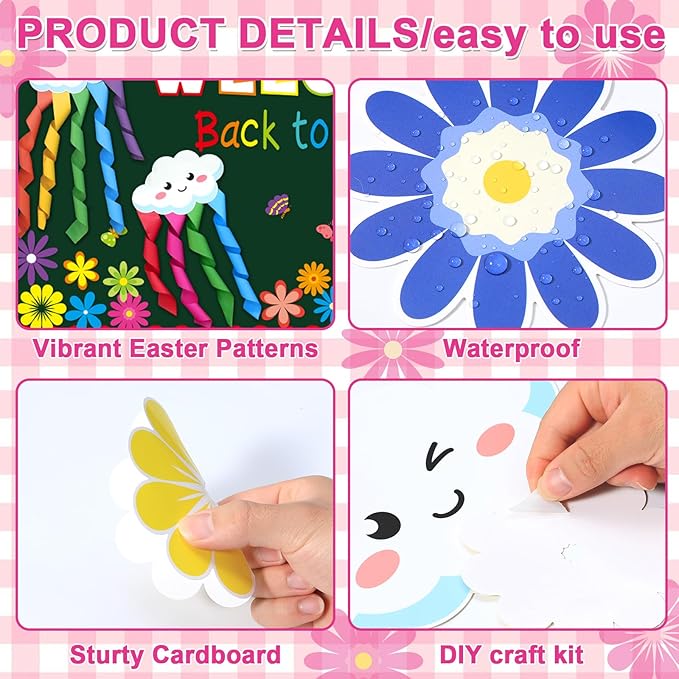 3D Back to School Bulletin Board Set Welcome Rainbow Classroom Decorations Classroom Flower Paper Cutouts for Cloud Paper Streamers Chalkboard Wall Door Decor Teacher Supplies