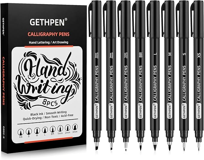 Calligraphy Pen,Calligraphy Pens for Writing, Brush Pens Calligraphy Set for Beginners, Calligraphy markers, Black Archival Ink Pens,Hand Lettering Pen for Art Drawing, Sketching,Scrapbooking