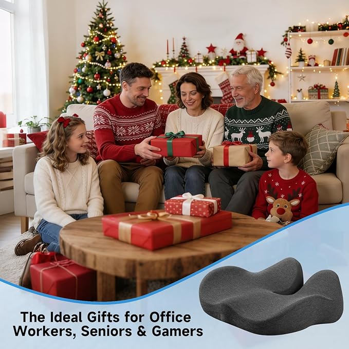 Ergonomic Seat Cushion for Office Chair, Large U-Shaped Memory Foam Chair Cushion for Tailbone, Coccyx, Hip & Lower Back Pressure Relief, Comfortable Desk Chair Pad for Office, Gaming & Long Sitting