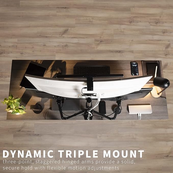 VIVO Triple LCD Monitor Desk Mount Stand Heavy Duty and Fully Adjustable, 3 Screens up to 30 inches STAND-V003T