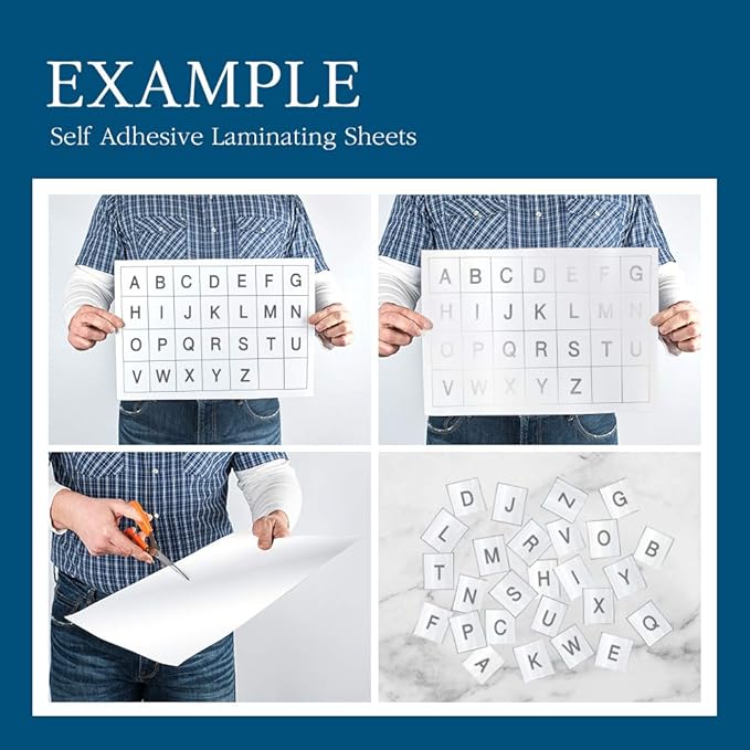 Self Adhesive Laminating Sheets 12.3x17.1 inch, 100 Pack, 4mil Thickness, No-Machine Needed, QuickPeel, Instashield, Stick&GO (100 Sheets, Letter Size 4mil)