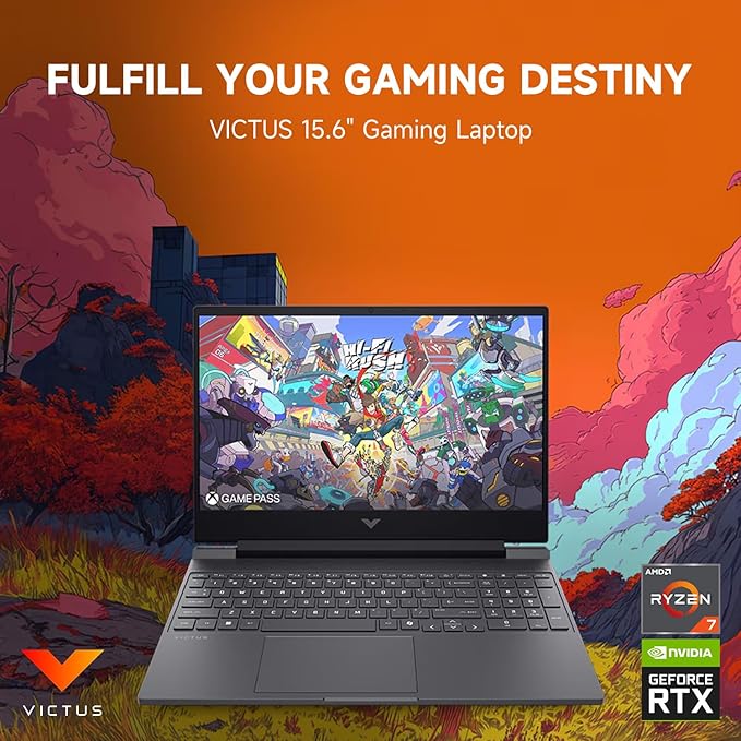 HP Victus RTX 4050 AI Gaming Laptop with Copilot, 15.6 FHD 144Hz, AMD Ryzen 7 7445HS(Beats Intel i7-13700), NVIDIA RTX 4050, 32GB DDR5 RAM, 1TB SSD, Backlit KB, Bundle with PCO Laptop Cooler