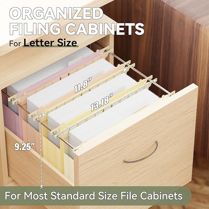 Plastic Extra Capacity Hanging File Folder Letter Size,Expanding Hang Folder with Tab,Heavy Duty 2" Expansion Accordian Pocket,12 Pack Reinforced Pastel Color Filing Cabinet Folders,No Assembly