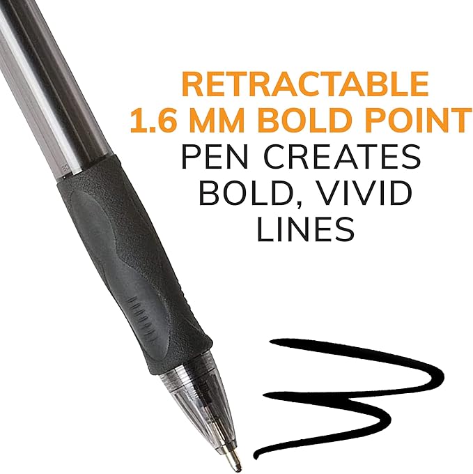 BIC Glide Bold Blue Ballpoint Pens, Bold Point (1.6mm), 36-Count Pack, Retractable Ballpoint Pens With Comfortable Full Grip