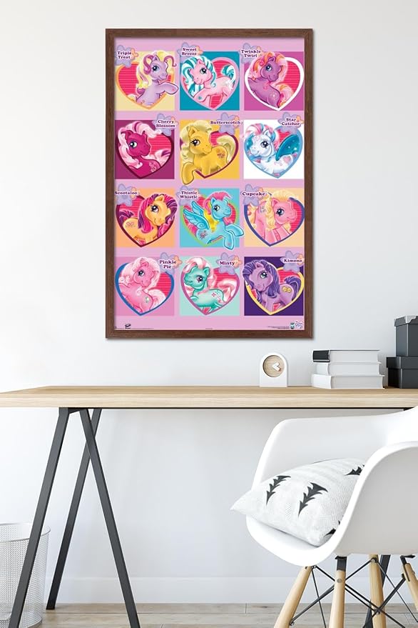 Trends International Hasbro My Little Pony - Chart Wall Poster, 22.375" x 34", Mahogany Framed Version