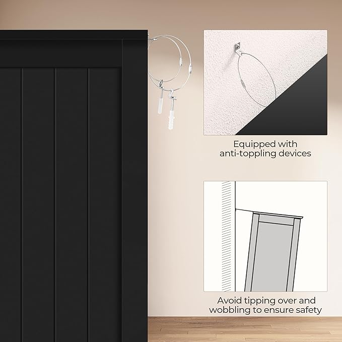 Yaheetech Wooden Bathroom Floor Cabinet, Side Storage Organizer Cabinet with 4 Drawers & Double Doors, Freestanding Entryway Storage Unit Console Table, Bathroom Furniture Home Decor, Black
