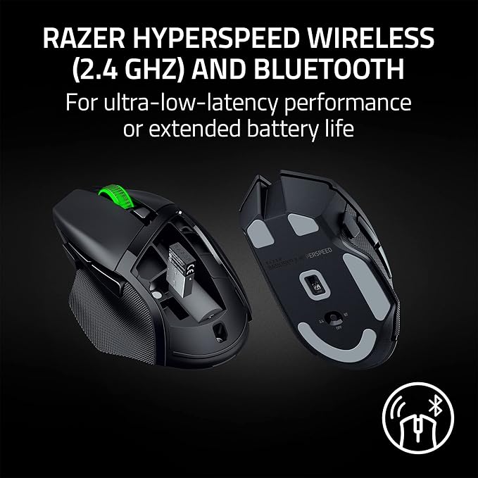 Razer Basilisk V3 X HyperSpeed Customizable Wireless Gaming Mouse: Mechanical Switches Gen-2-5G Advanced 18K Optical Sensor - Chroma RGB - 9 Programmable Controls - Classic Black (Renewed)