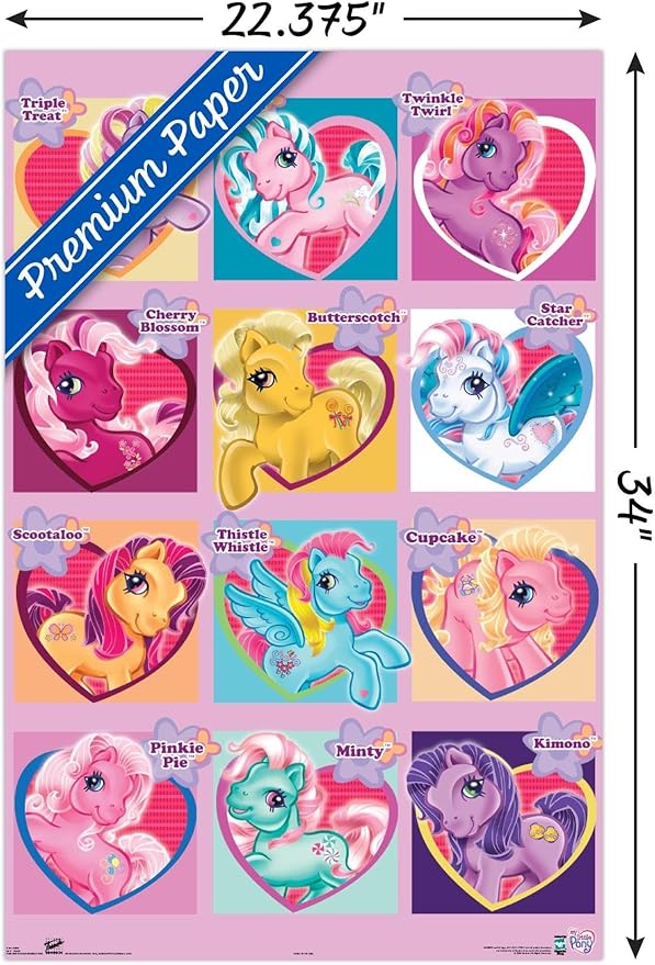 Trends International Hasbro My Little Pony - Chart Wall Poster, 22.375" x 34", Premium Poster & Clip Bundle