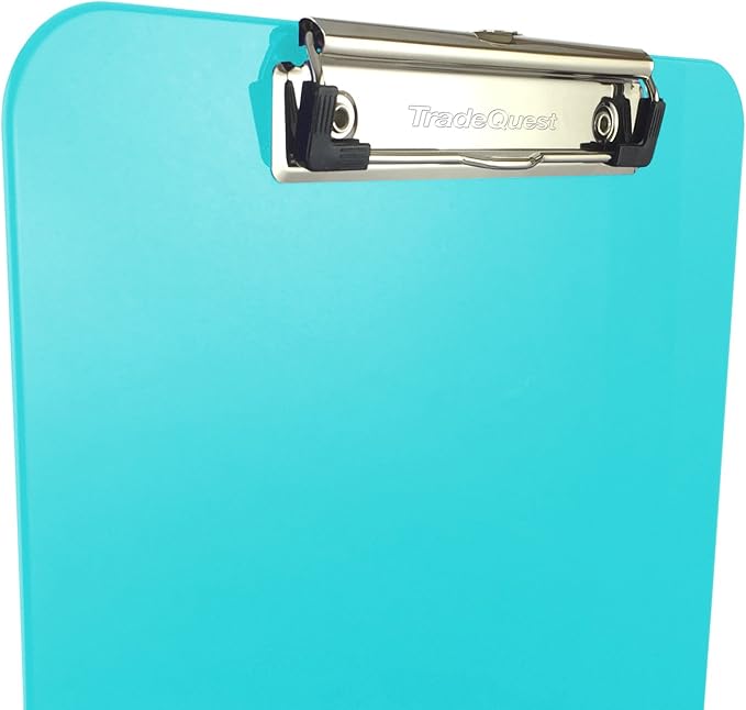 Trade Quest Plastic Clipboard Opaque Color Letter Size Low Profile Clip (Pack of 6) (Turquoise)