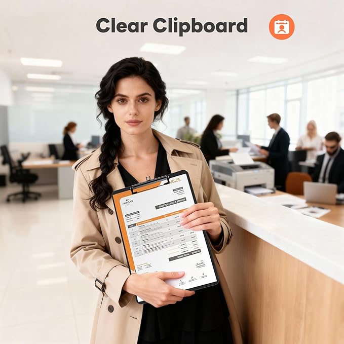 Plastic Clipboard Set of 24, 12.5 x 9'' Letter Size for Classroom, Students, Teacher, Nurse, A4 Black 8.5 x 11'' Clip Board with Low Profile Black Clip, Office & School Supplies