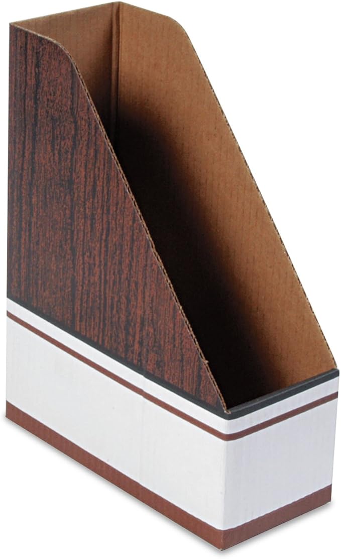 Bankers Box 07223 Corrugated Cardboard Magazine File, 4 x 9 x 11 1/2, Wood Grain (Case of 12)