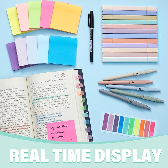 Jutom 38 Pcs Bible Journaling Study Kit for Women, Book Annotation Supplies with Highlighters Pens, Tabs, Sticky Notes, Markers for Christian Office Bible Study Supplies(Rainbow,Square)