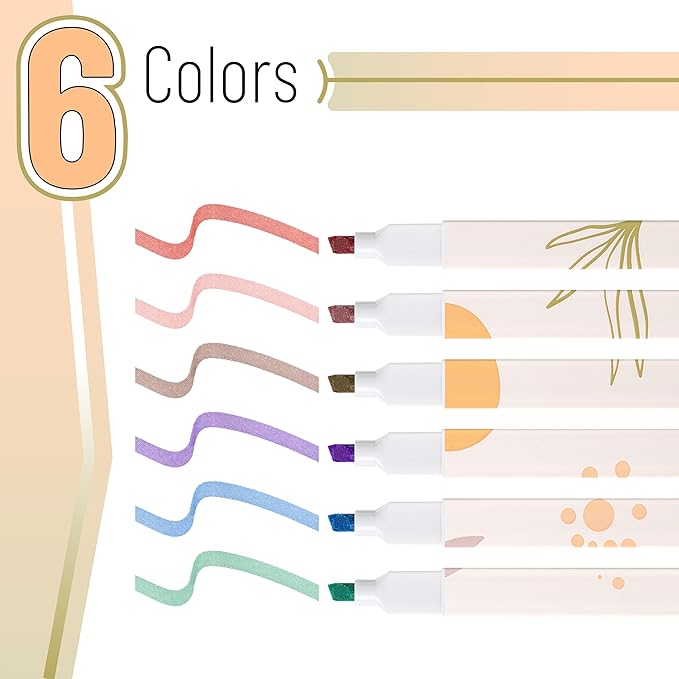 Mr. Pen- Aesthetic Highlighters, 6 pcs, Chisel Tip, Muted Pastel Colors, Boho Theme No Bleed Bible Highlighter Pastel