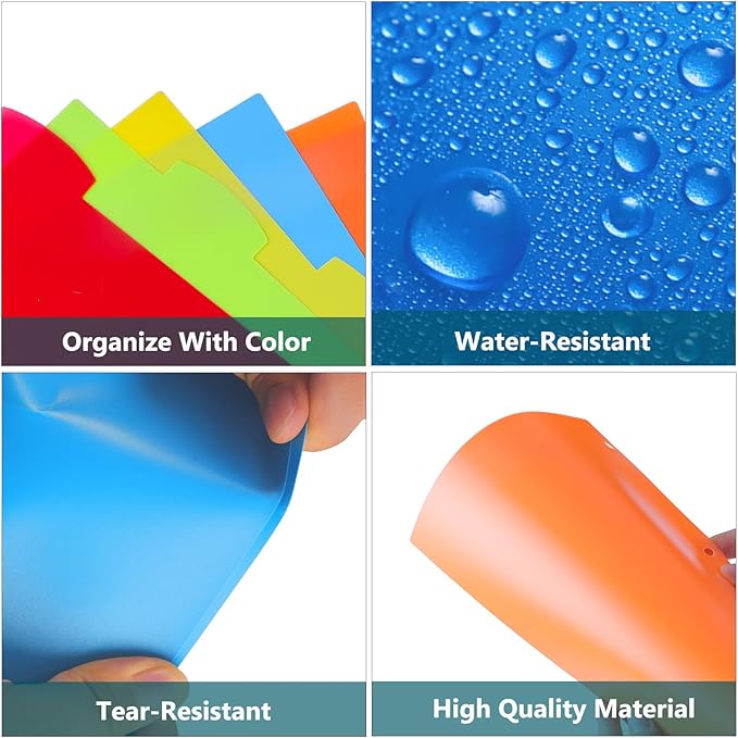 HABGP 3 Ring Binder Dividers with Tabs, 100PCS/20 Set Plastic Dividers for 3 Ring Binder, 5 Tab 3 Hole Punch Color Pages, File Dividers with Tabs,Tabbed Index