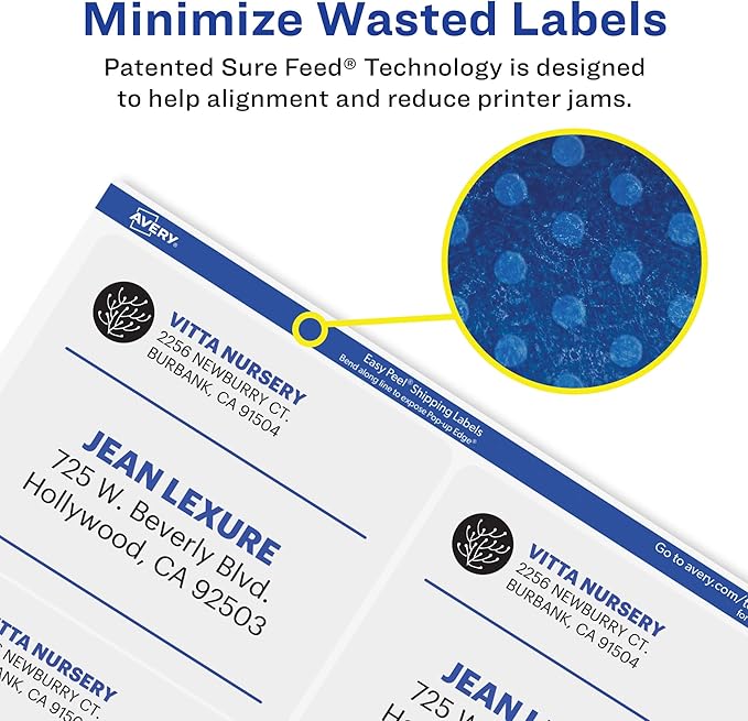 Avery Matte Frosted Clear Address Labels for Inkjet Printers, 3-1/3" x 4", 60 Labels, 5 Packs (18664)