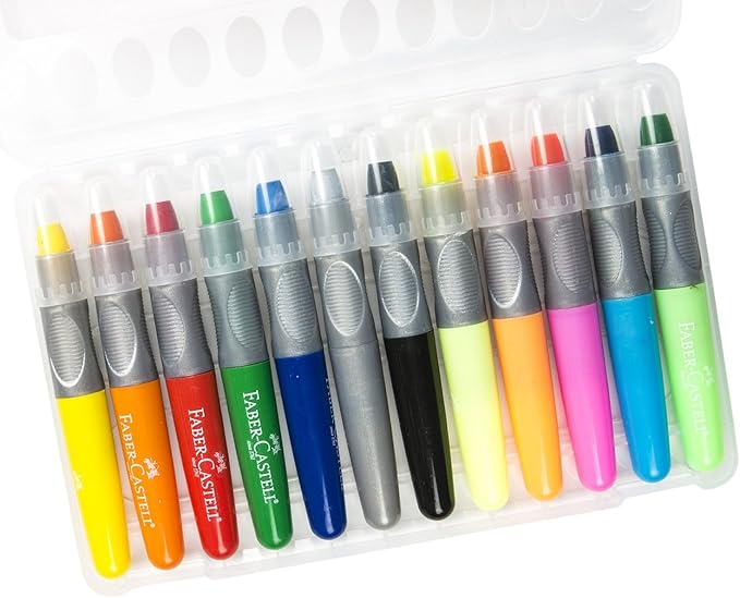 Faber-Castell Gel Crayons: 12 Jumbo Gel Crayons in Durable Storage Case: Toddler Art Supplies for Coloring and Kids Drawing, Arts and Crafts for Kids Ages 3-4+