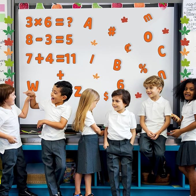 266 Pcs Letters Combo Pack Set Bulletin Board Letters Fall Thanksgiving Orange Letters and Number Accents for Bulletin Board Display Home School Classroom Decor