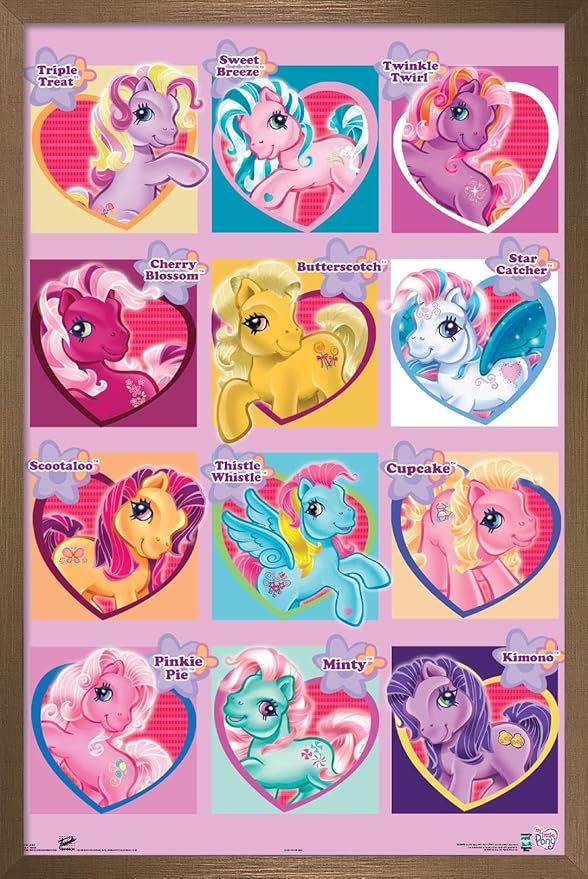 Trends International Hasbro My Little Pony - Chart Wall Poster, 22.375" x 34", Bronze Framed Version