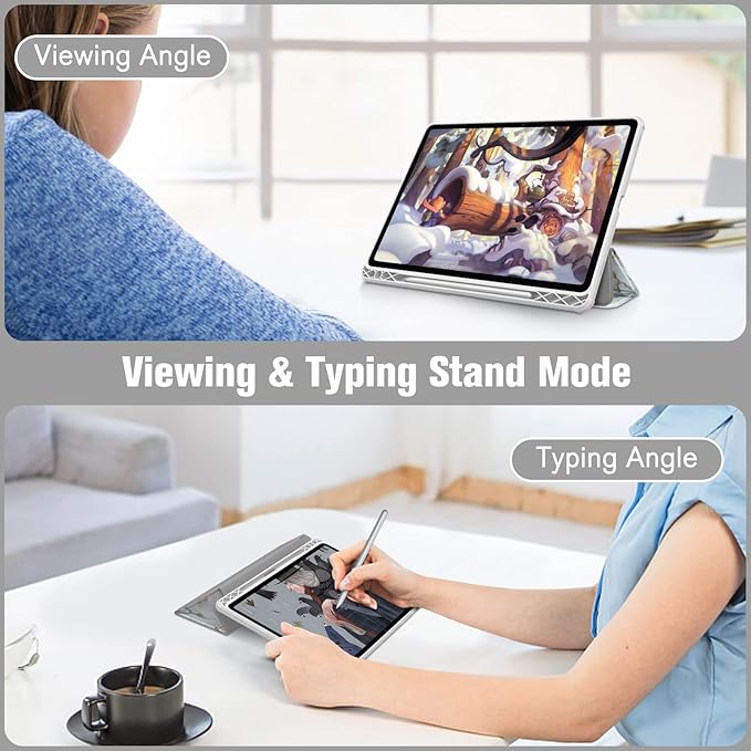 Fintie Hybrid Slim Case for Samsung Galaxy Tab S8/Tab S7 11 Inch (Model SM-X700/X706/T870/T875/T878) with S Pen Holder, Shockproof Cover with Clear Transparent Back Shell, Cloudy Marble