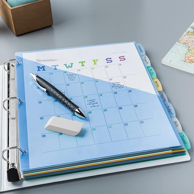 Avery Write & Erase Pocket Plastic Dividers for 3 Ring Binders, 8 Tab Sets, Multicolor, Works with Sheet Protectors, 3 Sets (31701)