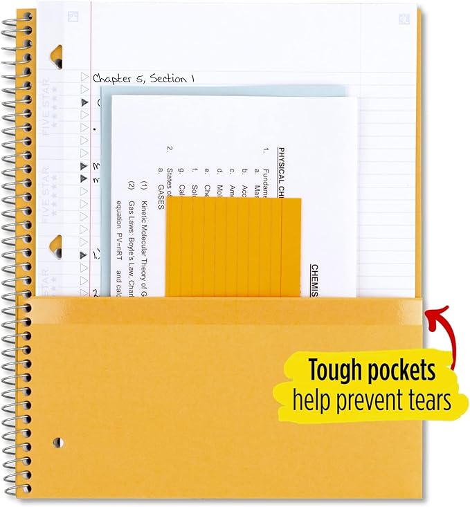 Five Star Spiral Notebook + Study App, 3 Subject, College Ruled Paper, 8-1/2" x 11", 150 Sheets, Fights Ink Bleed, Water Resistant Cover, Amethyst Purple (38746)