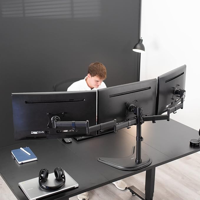 VIVO Triple Monitor Mount Fully Adjustable Desk Free Stand for 3 LCD Screens up to 24 inches STAND-V003P