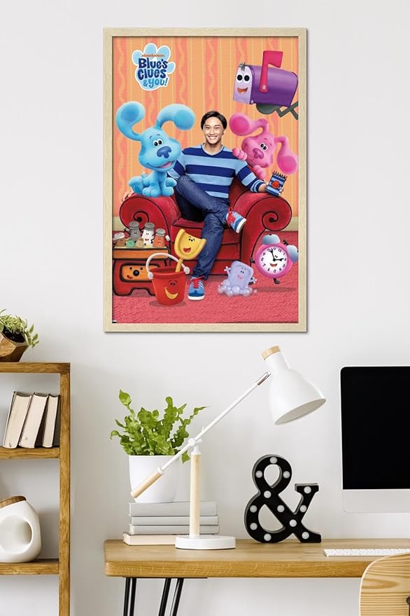 Nickelodeon Blue's Clues - Group Wall Poster, 34L" x 22.4W", Blonde Framed Version