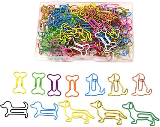 100 pcs Cute Animal Paper Clips Assorted Colors, Dog Shaped Paperclips, Fun Office and School Supplies for Dog Lovers, Coworkers, Teachers,Students