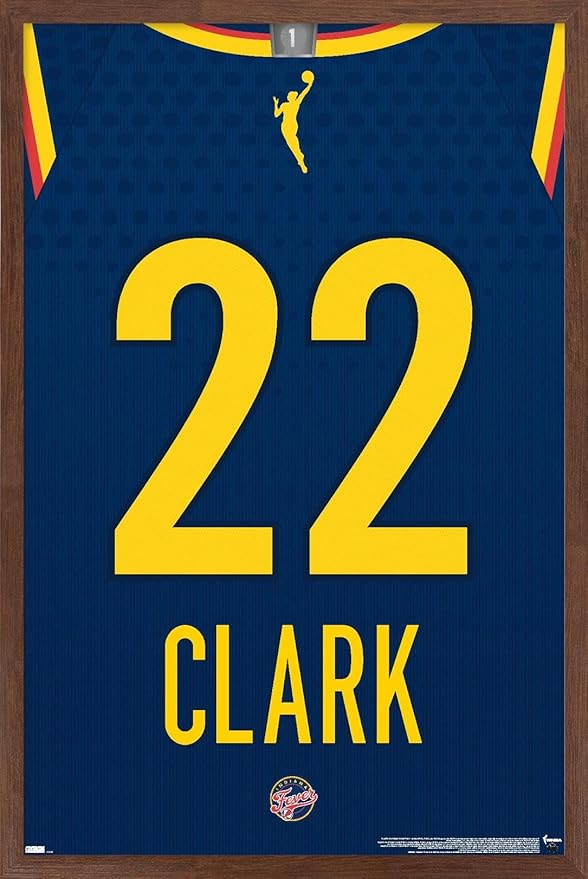 WNBA Indiana Fever - Caitlin Clark Jersey Wall Poster, 22.4L" x 14.7W", Mahogany Framed Version