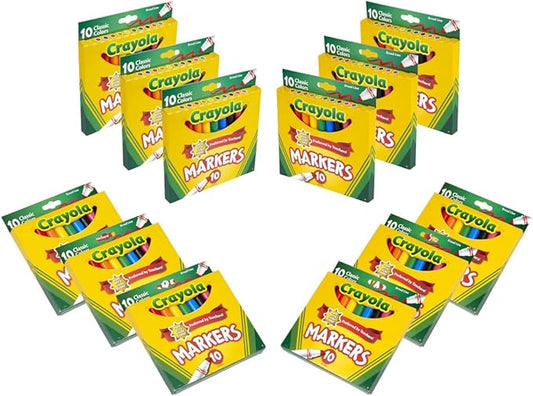 Crayola Broad Line Markers (12pk), Assorted Bulk Markers for Kids, Arts & Crafts Supplies for Coloring Books, Construction Paper, Ages 3+