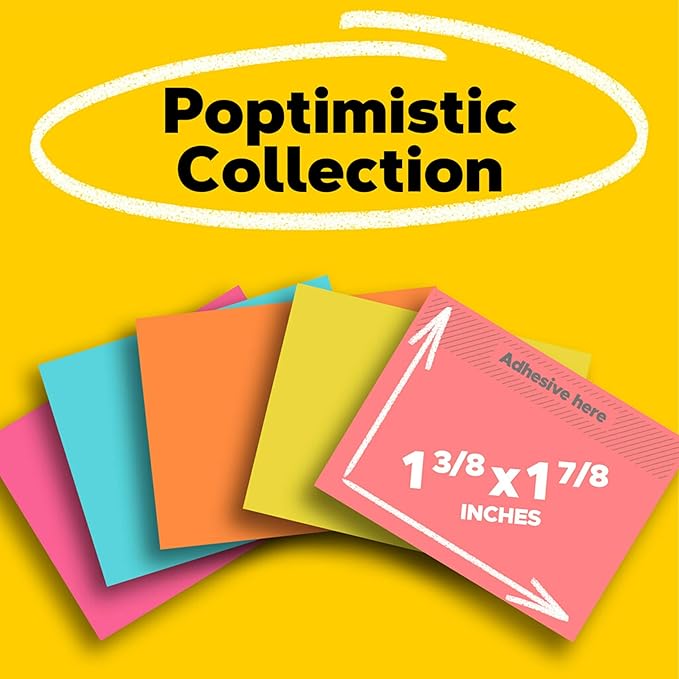 Post-it Mini Notes, 1 3/8 x 1 7/8 in, 24 Pads, America's #1 Favorite Sticky Notes, Poptimistic Post-it Notes, Power Pink, Aqua Blue, Vital Orange, Neon Green, Guava Pink (3 Pack)
