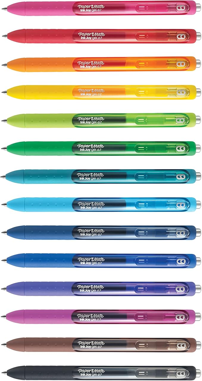 Paper Mate Colorful Gel Pens - InkJoy Gel Pens Assorted Medium Point (0.7). Perfect for Vibrant Colored Writing and Sketching InkJoy,14 Count (Pack of 12)