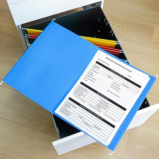 Hanging File Folders,25 Pack Yellow Letter Size Hanging File Folders with 1/5-Cut Tabs,Ideal for Home and Office Organization and Papers Classification