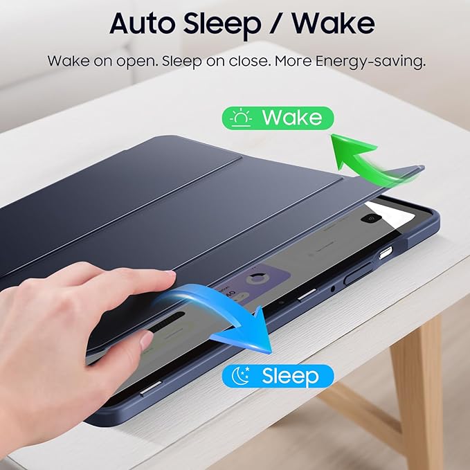 Fintie Hybrid Slim Case for Samsung Galaxy Tab S10 Lite/ S10 FE/ S9 FE 10.9 Inch/Tab S9 11 Inch with S Pen Holder, Shockproof Cover with Clear Transparent Back Shell, Auto Wake/Sleep, Navy