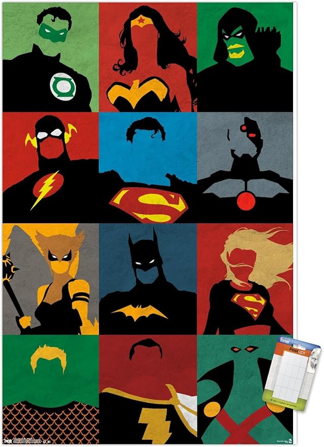 Trends International DC Comics - Justice League - Minimalist Wall Poster, 14.725" x 22.375", Premium Poster & Mount Bundle