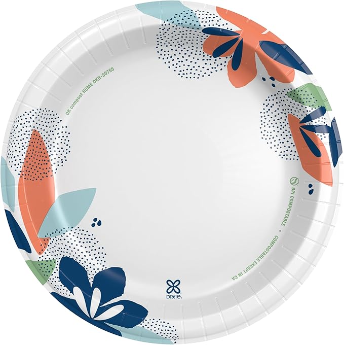 Dixie Large Paper Plates, 10 Inch, 86 Count, 2X Stronger*, Microwave-Safe, Soak-Proof, Cut Resistant, Disposable Plates For Everyday Breakfast, Lunch, & Dinner Meals