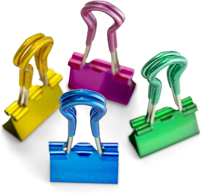 Officemate Easy Grip Binder Clips, Metallic, Small, Pack of 24