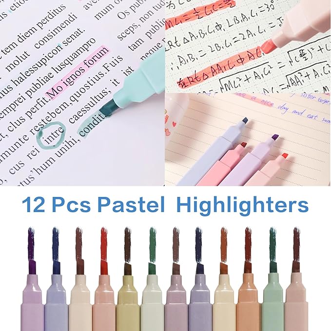 41 PCS Aesthetic School Supplies with Cute Pen Case, 5 Black Ink Gel Pens, 12 Pastel Highlighters, 6 Mechanical Pencils Set 0.5 & 0.7 mm for School Supplies Essentials (Pink)